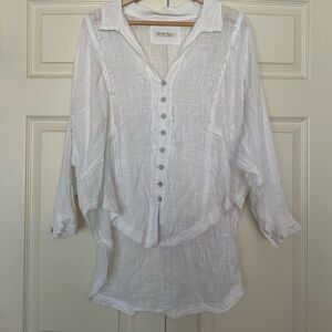 Free People white linen button down